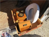 Vintage Telephone & Enamel Bed Pan