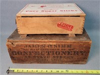 Old Confectionery  & Sugar Stick Wood Boxes
