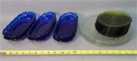6- 8.5" Blue Pickle Trays & Plates