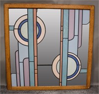 1980s Led Glass Art Deco Mirror Signed By B Parker