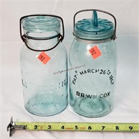Antique Lightning & BB Wilcox Blue Jars