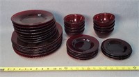 8- Place Ruby Red Plates & Berry Dish Set