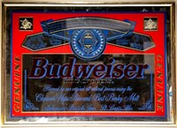 Vintage Budweiser Anheuser Mirror Framed Sign