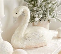 Martha Stewart Metallic Tabletop Swan Figure-White