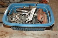 Lot of Hose Clamps, Pulleys, C-Clamps