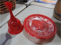 FENTON RED EAGLE PLATE AND BELL