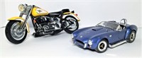 Die Cast Harley Davidson Motorcycle & Cobra