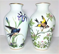 Franklin Porcelain Bird Vases - Lot of 2