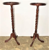 Mahogany Finish Pedestals with Twisted