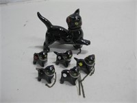 Vtg Ceramic Cat Figurines Tallest 3" See Info