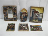 Six Reverse Painted Glass Pictures See Info