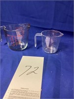 2 Liquid Measuring Cups.  1 glass Corning ware. 1