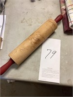 Red handle wooden rolling pin