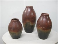 Three Decorative Clay Pots Tallest 20" Wear/Chips