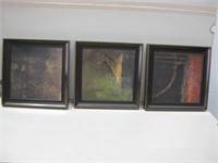 Three 14"x 14" Abstract Framed Prints