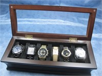 15"x 6"x 3" Display Case W/Watches Shown Untested
