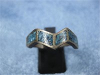 Vtg Sterling Silver Turquoise Ring Hallmarked