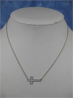 Sterling Silver CZ Cross Necklace Hallmarked