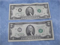 2 - Off-Centered Series 1976 $2 Dollar Bills