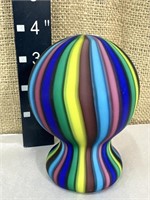 Italian matte glass rainbow swirl paperweight