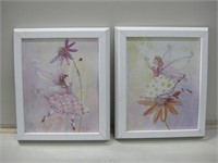 Two 11"x 13.5" Framed Fairy Prints Some Wear