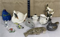 Animal figurines of various materials - metal,