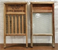 2 hand washboards, with advertising