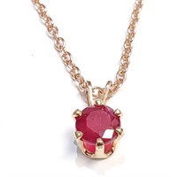 14K Rose Gold Filled Ruby Pendant&Plated SS Chain