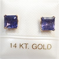 10K Yellow Gold Genuine Iolite Stud Earrings SJC
