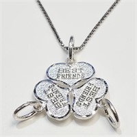 Sterling Necklace Chain w 3 Best Friend PendantsJC