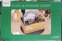 Picnic & Storage Caddy - Tan Wicker