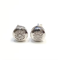 Sterling Silver Diamond Stud Earrings SJC
