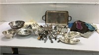 Silver Plated Bowls & Silverware M14E