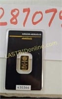 2 gram Argor-Heraeus .9999 pure Gold Bar