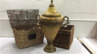 Wicker Baskets & Decorative Urn M14C