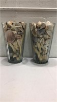 2 Clear Vases Full of Shells Q12B