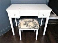 Cute Vanity with Upholstered Stool