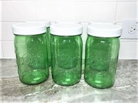 Green Ball Lidded Jars