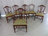 (6) Wooden Dining Chairs w/ Light Floral Seats