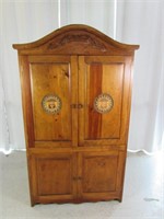 Vtg Art Deco Wooden Hutch Cabinet