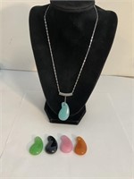 Sterling Silver Necklace w/Interchangeable Stones