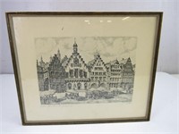 Antique Print- Romer Frankfurt Germany