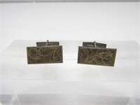Sterling Inlaid Floral Cuff Links