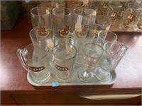 TRAY LOT OF BEER GLASSES
