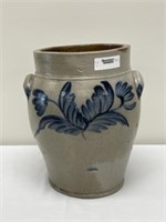 Cobalt Decorated Double Eared Stoneware Crock