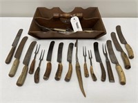 Early Bone, Stag & Wooden Handled Cutlery