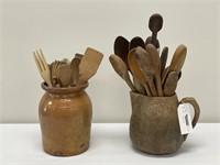 Collection of Wooden Spoons & Kitchen Utensils