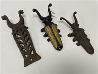 3 Cast Iron Antique Boot Jacks