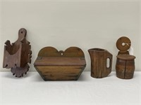 4 Pieces of Early Woodenware