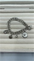 Sterling Silver Charm Bracelet With 4 Charms